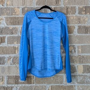 Athleta Running Wild Long Sleeve Top Size Large Blue Space Dye